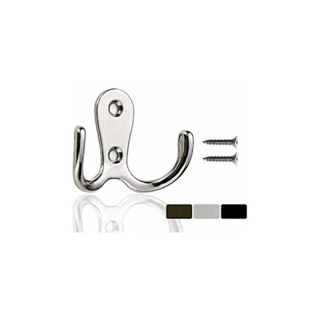 10-pak dobbelt metalbeklædningskroge Kroge og beklædningskrogopbevaring med skruer til hjemmet, hylder, skuffer, skabe (sølv)