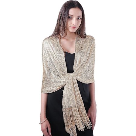 Kvinders Sparkle Sjal Og Wraps Til Festkjoler Metallic Champagne