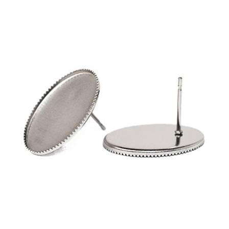 Öronstift Av Kirurgiskt Stål, 13x18mm Oval Infattning, 1 Par Silver