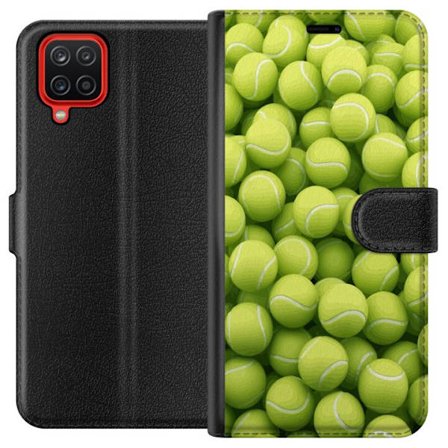 Kompatibel Tegnebogsetui til Samsung Samsung Galaxy A12 Mønster af grønne tennisbolde i høj detalje, sporty motiv med gentagende tekstur og stærke
