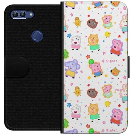 Yhteensopiva Lompakkokotelo Huawei P smart Värikkäät piirretyt eläinhahmot leikkisässä tyylissä tähtien ja pisteiden kera vaalealla taustalla