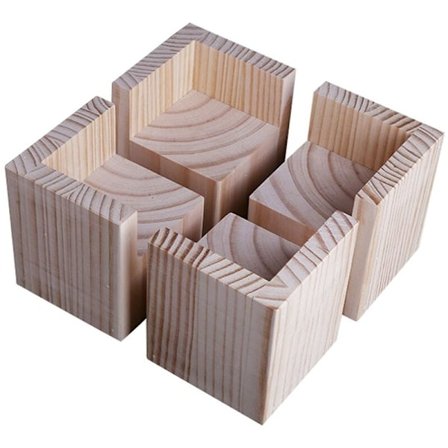 Sett med 4 møbelhevere, tremøbelhevere, kontor- og sengehevere, møbelløfteføtter, føtter opp for seng, skrivebord, bord (Størrelse: 5x5x10 cm)