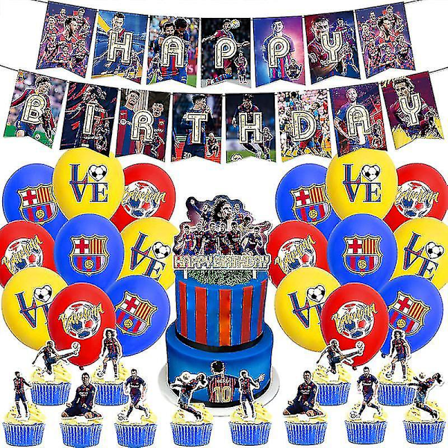 Barcelona Tema Bursdagsfest Dekor Barcelona Fan Fotballag Bursdag Banner Kake Dekor Kort Ballong (FMY)