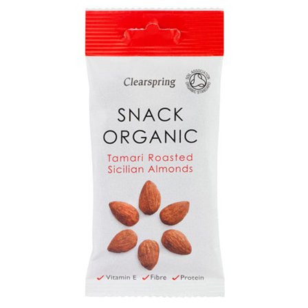 Clearspring Ristede Mandler Tamari Ø 30 g, Helse & Madvarer, Nødder, Mandler