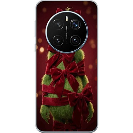 Kompatibelt Mobilskal till Honor Honor Magic7 Pro Grinchfigur dekorerad med röda sammetsrosetter i julig studioscen med lekfull och humoristisk käns