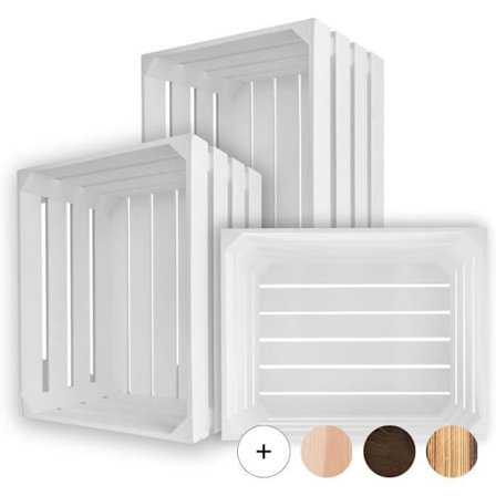 Creative Deco 3 valkoisen puisen laatikon setti | 50 x 40 x 30 cm | Puinen säilytyslaatikko | Vintage puinen laatikko | Puinen laatikko