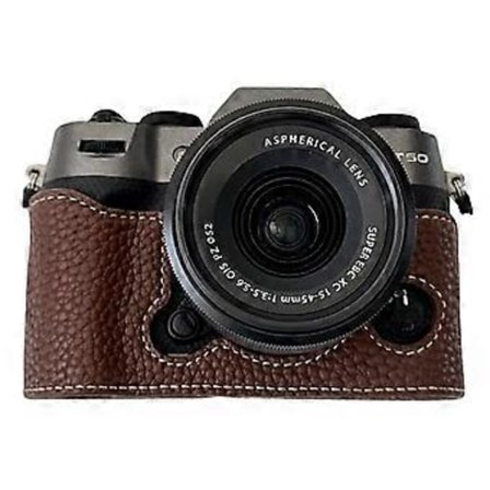 Kameraveske for Fujifilm X-T50 med stort utskjæring, litchi-teksturert PU-lær, beskyttende deksel (Stil E)