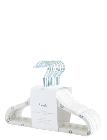 3 Sprouts 3 Sprouts Velvet Hangers (15 Pcs.), Blueberry/Cream - Cream - ONE SIZE