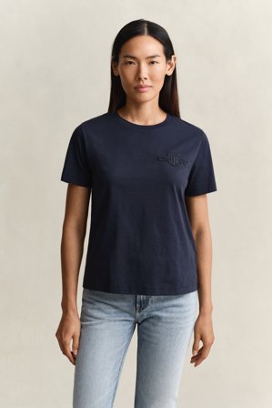 GANT Damen Tonal T-Shirt (XXL) Marineblau