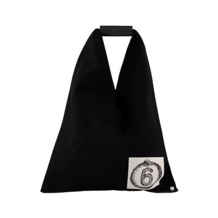 MM6 Maison Margiela Small Japanese Taske in Black Canvas Sort, Dame Skuldertasker, Størrelse: ONE Size