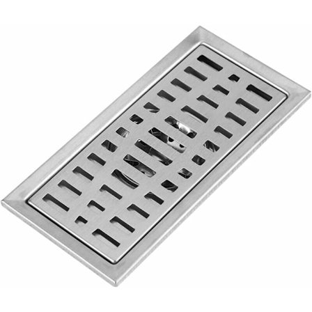 Golvbrunn med avtagbart lock, rektangulär diskho 200 x 100 mm, duschbrunn i rostfritt stål, gallerfälla för badrum toalett tvättstuga trädgård kök