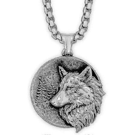 Varg Halsband, Rund Vargmedaljong Hänge, Konstläder Snöre, Vargsmycke Gåva Till Män