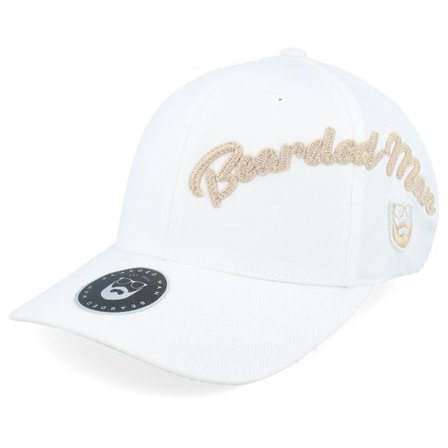 Bearded Man - Vit flexfit Keps - Side Arch 3d Logo Khaki Wooly Combed White Flexfit @ Hatstore