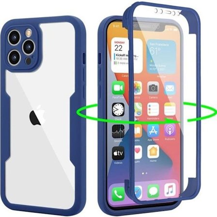 Skyddshölje - för iPhone - 12 Pro Max - 360 grader - Marineblå - Semi-hård
