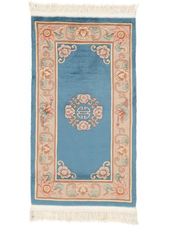 China 90 Line Rug Hand Knotted 76X140 Dark Blue/Brown China