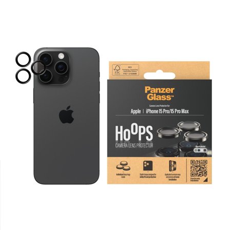 Panzer Hoops Black Metal Camera Lens Protector iPhone 15 Pro | Max PanzerGlass - High quality tempered glass screen protector