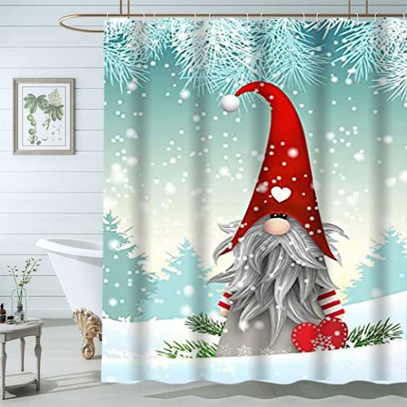 180cm x 181cm, Dusjforheng for jul, Vinter Snøsesong Julenissen