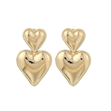 Guldbelagte Dobbelte Hjerte Drop Dingle Øreringe til Kvinder Kærlighed Hjerte Øreringe Statement Smykker