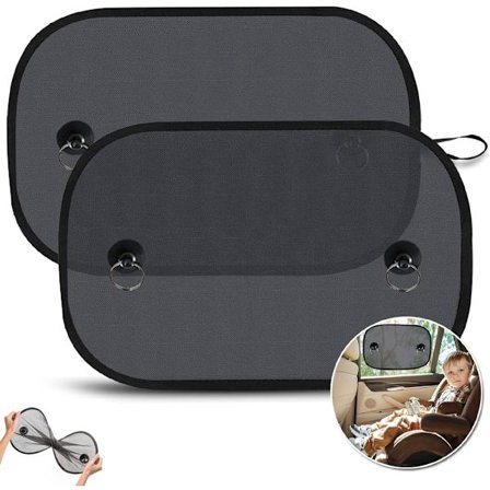 ING Baby solskærm til bil - 2-pak - 50x30cm solskærm til bil - solskærm til bilrude - selvklæbende - sort