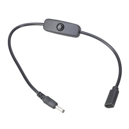 Type C hun til 3,5mmx1,35mm strømstik opladerkabel med afbryder til overvågningskamera, printer, router, LED-lys