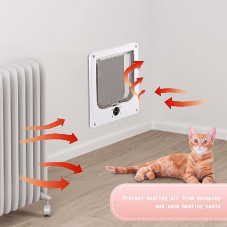 Magnetisk vit inomhus kattlucka, 27*23.5*5.5cm kattlucka, 4-vägs kattlucka