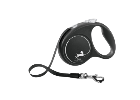 Flexi - Rullebånd Black Design Tape, 5m, S, maks 15kg, Sølv - Hund - Halsbånd - ZOO.no