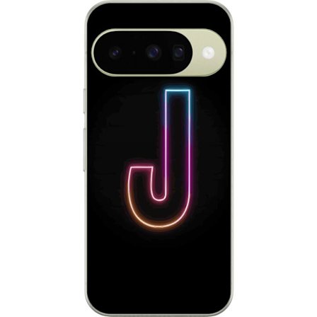 Kompatibelt Mobildeksel til Google Google Pixel 10 Minimalistisk neonbokstav J i fargeskiftende lys mot svart bakgrunn