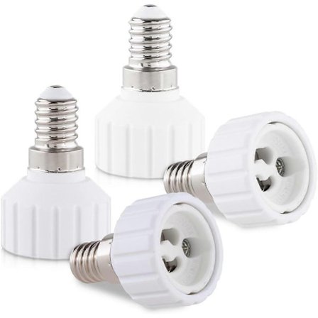 4x Sokkeladapter - E14 til GU10 sokkelkonverter - Bajonetfatnings lampeholderadapter til halogen LED-pære