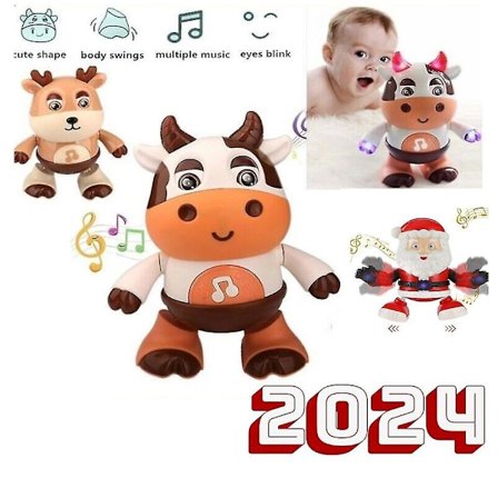 Vauva Lehmä/ Joulupukki Musiikkilelut Tanssiva Kävelevä Lelu Musiikilla Ja Led-valoilla