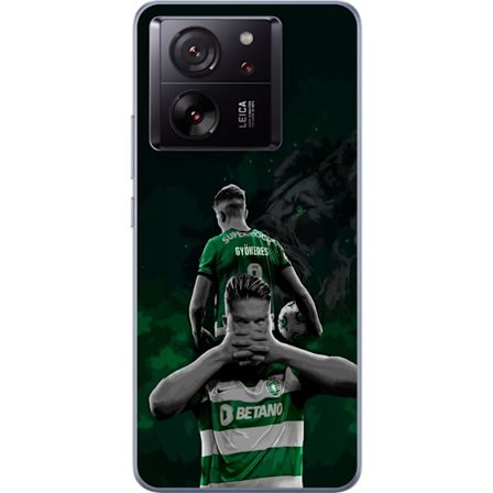 Kompatibelt Mobildeksel til Xiaomi 13T Neonmotiv med teksten "Gaming is in my DNA" på en blå og rød murvegg med en lysende DNA-spiral.