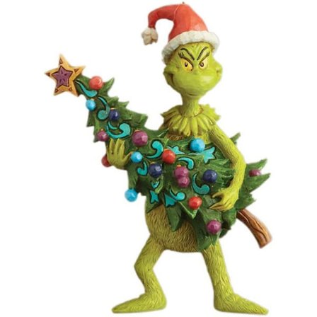 Grinch Hængepynt Figur, Enesco Jim Shore Dr. Seuss Grinchen Stjæler Pynt Figur til Juledekoration, Festlig Atmosfære Skaber