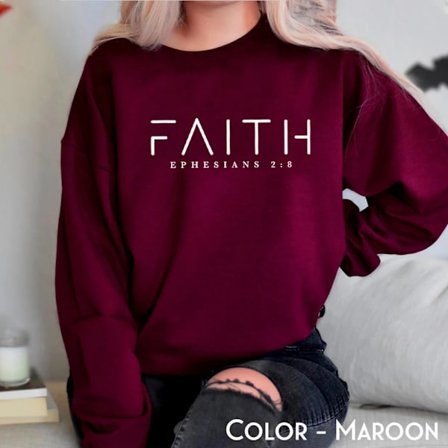 Trendig Faith Sweatshirt Bibelversskjorta Kristna kläder Dam Streetwear Tröja Huvtröja Estetiska kläder