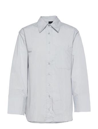 Gizem Over D Poplin Shirt Blue Gina Tricot