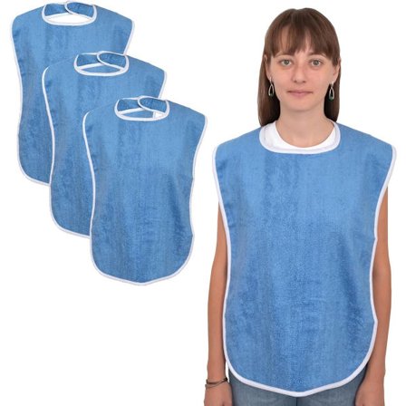 3-pak - Unisex justerbare håndklæde-hagesmække - Maskinvaskbare, beskyttende dækken designet til ældre og personer med handicap - Blå