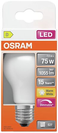 OSRAM LED Classic A 75 7,8W 2700K matt dim E27