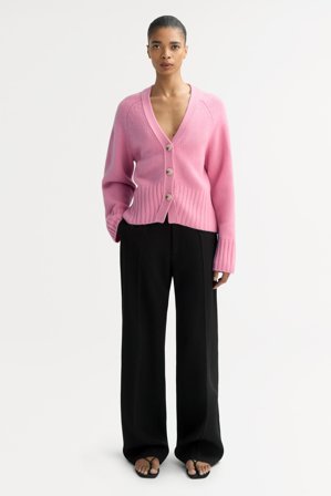 Soft Goat - V-neck Cardigan - Kashmirtröja dam - XS - Pink
