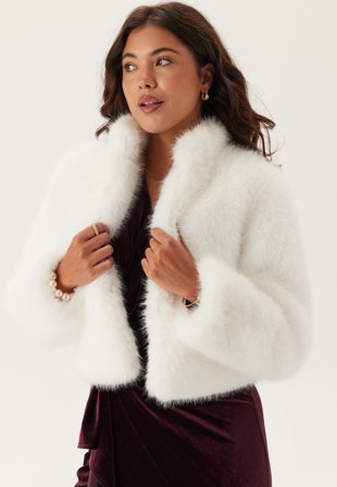 Chiara Forthi Short Faux Fur Jacket Offwhite 42