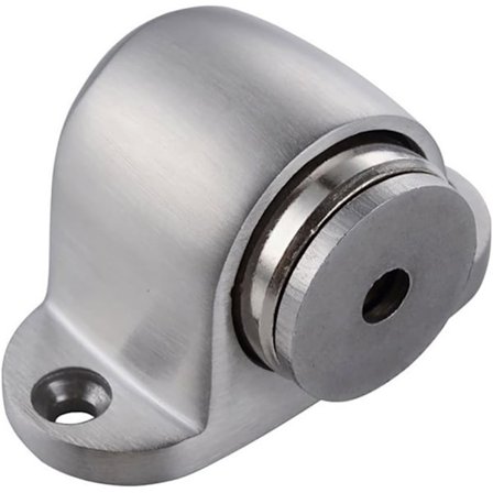 Gulvmontert magnetisk dørstopper i børstet metall [BR]