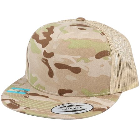 Yupoong - Multicam Arid/Tan A-Frame Trucker Snapback Trucker Camo Cap - @ Hatstore