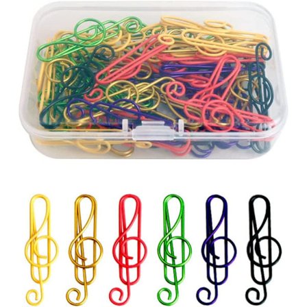 100 st kontorsklämmor i metall, färgglada pappersklämmor