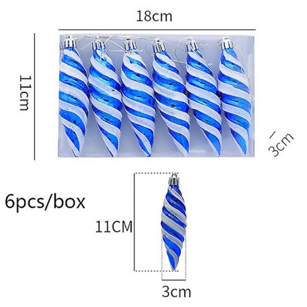Forgylte Røde Lollipop Julekulepynt 6stk/pakke Juletrepynt Nyttår 2024 Julehjemmedekor Navidad (FMY)