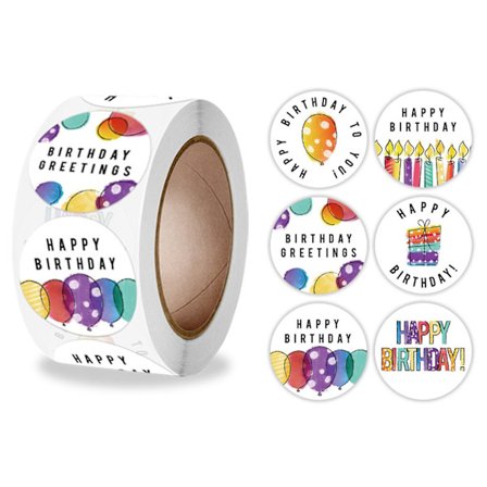 500 st. Grattis på födelsedagen klistermärken presentförpackning förseglingsetikett DIY festdekoration 8 mönster självhäftande handgjorda brevpapper 