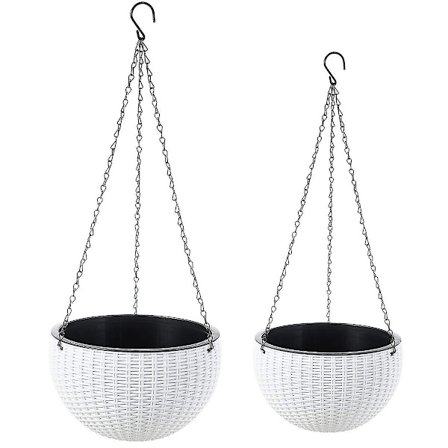 2-pak Dobbelt-potte Design Hængekurve Plantekasser - Vanding Indendørs Udendørs & Blomster Hængepotter Med