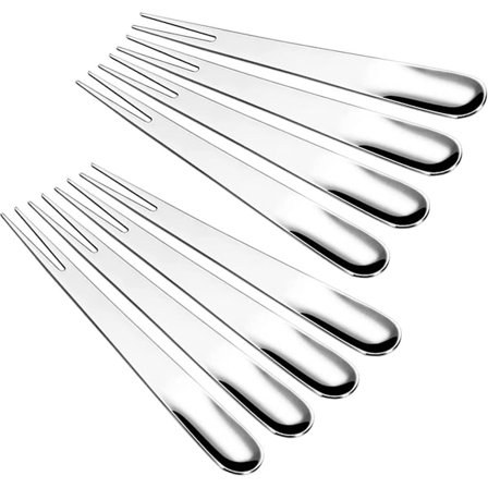 8 kpl Rapu Ruostumattomasta teräksestä valmistettuja haarukoita, (2 in 1 lusikka + haarukka) Escargot-haarukat 2-piikkiset maisteluhaarukat 