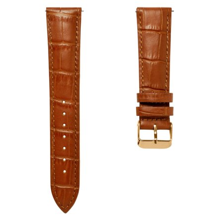 22 mm Crocodile-Embossed Tan Leather Watch Strap with Rose Gold-Tone Buckle – Quick Release for Men - Watch straps