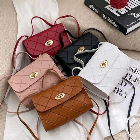 Hot deal til lav pris! Diamant skulderveske-2025 dame allsidig mote enkel crossbody håndveske-liten firkantet veske rosa-Glad