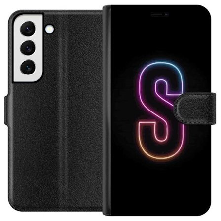 Kompatibel Tegnebogsetui til Samsung Samsung Galaxy S22+ 5G Neonbogstav S i lyserød og blå toner mod en mørk baggrund, stilfuld bogstavkunst med re