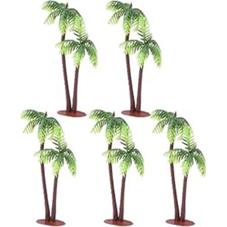 små kustträd plast palm träd miniatyr växt plast Cocount tårta dekoration topper T? Bonsai hantverk mikro landskap gör-det-själv 5 st mini tropisk
