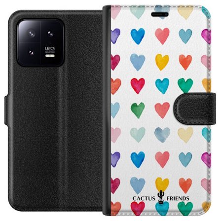 Yhteensopiva Lompakkokotelo Xiaomi Xiaomi 13 Cactus and Friends - Watercolor Love Grid