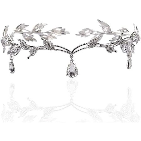 Rhinestone Crystal Tiara, Bryllups Tiara, Rhinestone Leaf Crown Cr